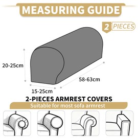 XINEAGE 2 Pcs Armchair Covers, Stretch Arm Rest Covers Non Slip,Washable Armrest Cover Protector for Sofa, Couch Feature Geometrical Jacquard Fabric,Khaki