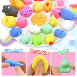 Squishies Mochi Squishy Toys 35pcs Party Favors for Kids Mini Squishy Kawaii Mochi Animal Squishies Cat Unicorn Squishy Mini Squeeze Stress Relief Toys for Kids Adults Treasure Box Toys, Random
