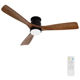 52 inch wood Ceiling Fans with Lights Remote|Amber Color flush mounted ceiling fan with light|Timing Silent Reversible DC Motor LED with Memory Lighting|Function Indoor Outdoor Fan Farmhouse Bedroom