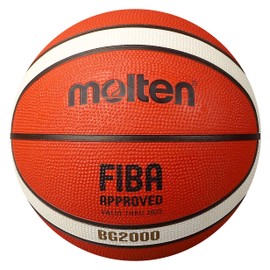 Molten BG2000 - Balón de Goma de Alta Calidad, Aprobado por Fiba, Juego para Interiores y Exteriores, Naranja/Marfil, Talla 6, para niños de 12, 13, 14 años y niñas de 14 años y Adultos