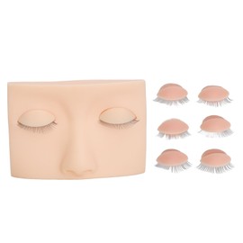 Eyelash Mannequin Head Practice Realistic Half Face Makeup Head Training with 3 Pairs Removable Single Layer Eyelids Pink