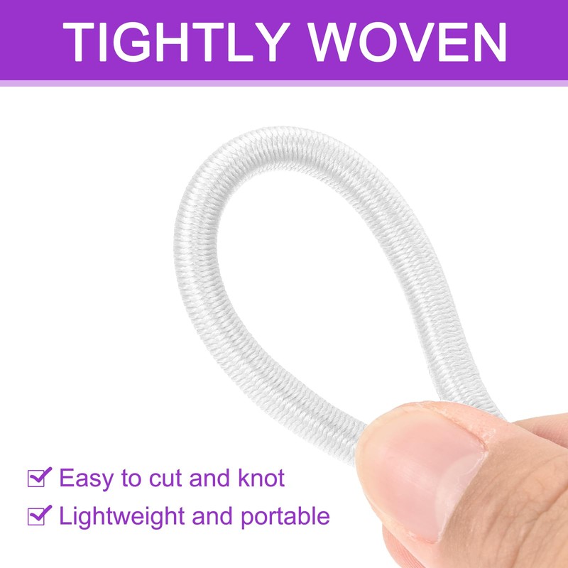 DMiotech 1/4" Shock Cord 30M White Bungee Cord for Tent
