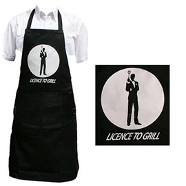 Licence to Grill James Bond Novelty Apron. BBQ or Kitchen. Men & Women Fantastic Gift