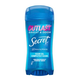 Secret Outlast Antiperspirant Deodorant for Women, 72hr Sweat & Odor Protection, PH Balancing Minerals, Clear Gel, Completely Clean Scent, 2.6 oz