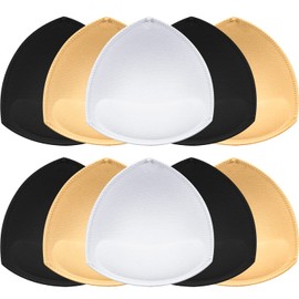 FANMAOUS 5 Pairs Bra Pad Insert,Removable Sport Bra Cups Inserts Triangle Breathable Bra Pads for Yoga Bra Swimsuits Bikini, M (2 Beige 2 Black 1 White), A/B/C/D