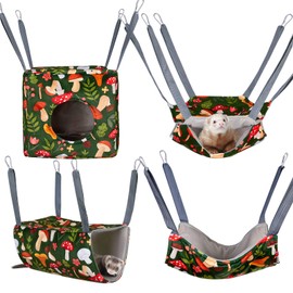 Glittme Ferret Hammock 4 Pack Ferrets Cage Accessories Washable Rat Hammock on Ferrets Cage Soft Guinea Pig hammocks for Rat, Sugar Glider, Squirrel, Guinea Pig
