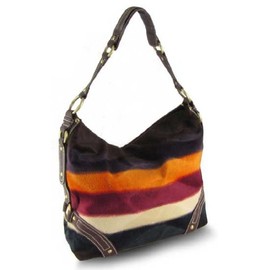 Purse Babe Color Blocking Thick Striped Fur-like Tote-BR6C