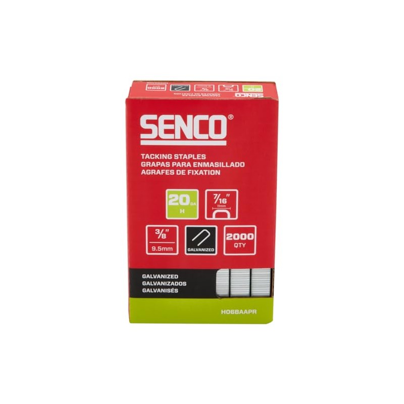 SENCO H06BAAPR 3/8" 20 Gauge 7/16" Crown Tacking Staples, Galvanized