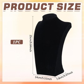 FINGERINSPIRE Jewelry Bust Necklace Display Stand 25cm Height Black Velvet Necklace Display Holder Wood Necklace Bust Stand Chain Jewelry Organizer Easel for Home Use or Store Shop Show