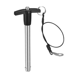 sourcing map T Handle Lock Pins, 15/32" Pin Dia. 3-15/16" Usage Length Stainless Steel Push-Button Quick Release Pin with Lanyard Cable (12mm-100mm)
