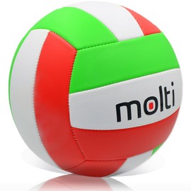 molti Volleyball Beach Volleyball Game Ball Size 5 Sport Leisure Indoor Outdoor Team Game Leisure Game Ball (Green-Red-White)