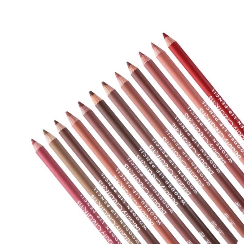 Beauty Creations 12 Colors Wooden Lip Liner Pencil Set, High
