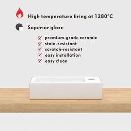 J-FAMILY 14.5'' x 7'' Small Wall Mount Sink Rectangle Porcelain Ceramic Mini Corner Bathroom Sink Small Wash Hand Basin,Right Hand