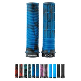 Mountain Bike Grips - Comfortable, Non-Slip, Vibrant Color Bicycle Handlebar Lock-on Grips for MTB, BMX, Options (Deep Sea Blue)