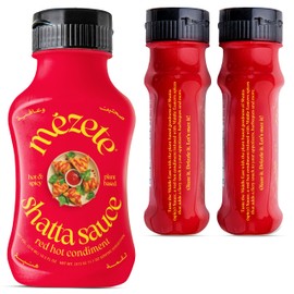 Mezete Red Hot Sauce | Shatta | Preservative-Free | Easy Squeeze Bottle | Red Pepper Sauce | Gluten-Free Spicy Sauce for Wings, Burgers, and Steaks | 315g (Pack of 3)