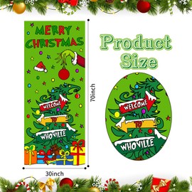 Christmas Door Cover Banner - Front Door Decorations for Christmas, Winter & Holiday Parties