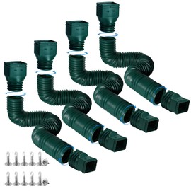 plusgutter 4 Pack Rain Gutter Downspout Extensions Flexible, Drain Downspout Extender,Down Spout Drain Extender, Gutter Connector Rainwater Drainage,Extendable from 21 to 68 Inches(Green)