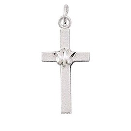 Sterling Silver 20" Mens Unisex 1.5mm Box Chain Flat Christian Cross Dove Pendant Necklace