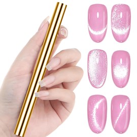 WOKOTO 1Pcs Big Gold Cylinder Nail Magnet For Cat Eye Nails Designs Magnet Pens Nail Art Tools Ombre Gradient Design Nail Art Cat Eye Magnet Sticks For Women Nails Polish Magnet Pens Wand