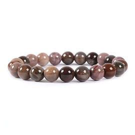Natural Petrified Wood Fossil Gemstone 8mm Round Beads Stretch Bracelet 7 Inch Unisex