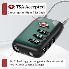 Joyway TSA Approved Luggage Lock, 3 Digit Combination Cable Lock with Alloy Body, Travel Combination Locks for Suitcases, Backpack and Golf Bag (Coral Blue, 2Pack)