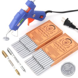 Wax Seal Kit, Wasole 40Pcs Silver Sealing Wax Sticks with Glue Gun + 2Pcs Wax Seal Pens for Wax Seal Stamp, Great for Wedding Invitations, Birthday Cards, Envelopes, Gift Wrapping (Silver)