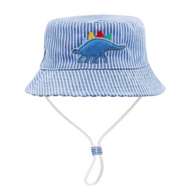 FenFang Children’s Sun Hat, Dinosaur Fishing Hat, Boys’/Girls’ Hat with Chin Strap, Bucket Hat, Beach Hat, for Spring, Summer, lightblue