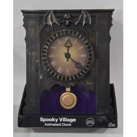 Spooky Village Animated Clock With Sound Motion Activated