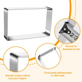 Rectangle Cookie Cutters Egg Biscuit for Kids DIY School Lunchbox Bento Box Fruit Vegetable Sandwich Cutters for Baking Party Christmas Holiday, Pack of 5