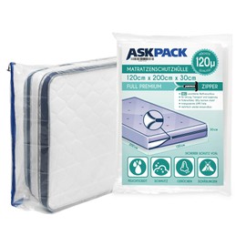 ASK Pack Mattress Protector Covers with Anchor Zip - Sizes from XS to XXL, Waterproof, Tear-Resistant, Ultra Strong Material up to 120 Micron - Ideal for Moving, Storage and Transport - 120 x 200 cm