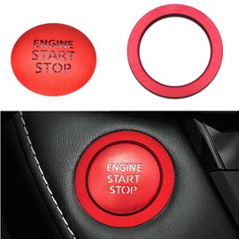 Engine Push Start Stop Button Cover Trim for Toyota Tacoma, Car Accessories Interior Trims for Tacoma, Aluminum Alloy, Red