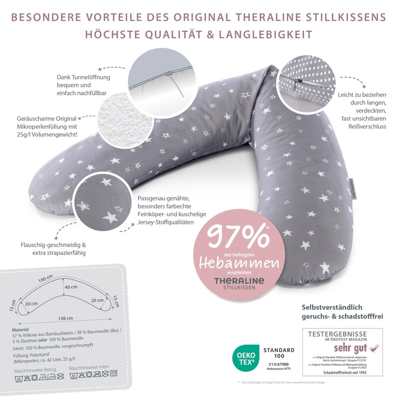 Theraline The Original Pregnancy and Breastfeeding Pillow, Filled with Sand-Fine
