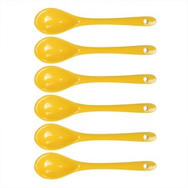 Albedel Yellow 6 pcs Porcelain Egg Spoons Ceramic Spoons 4.7 inch Coffee Dessert Yogurt Tea Milky Tea