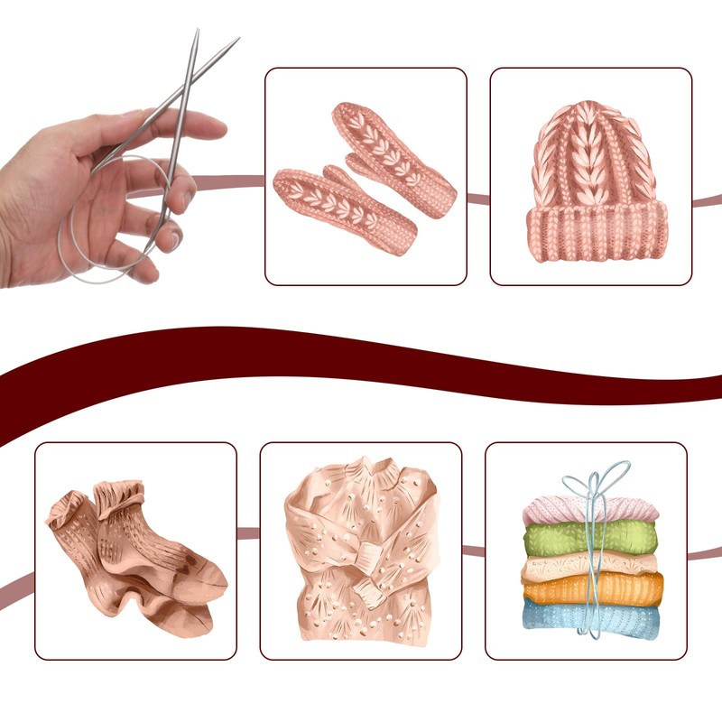 HARFINGTON Circular Knitting Needles 39.37" Stainless Steel US 4/3.5mm Knitting