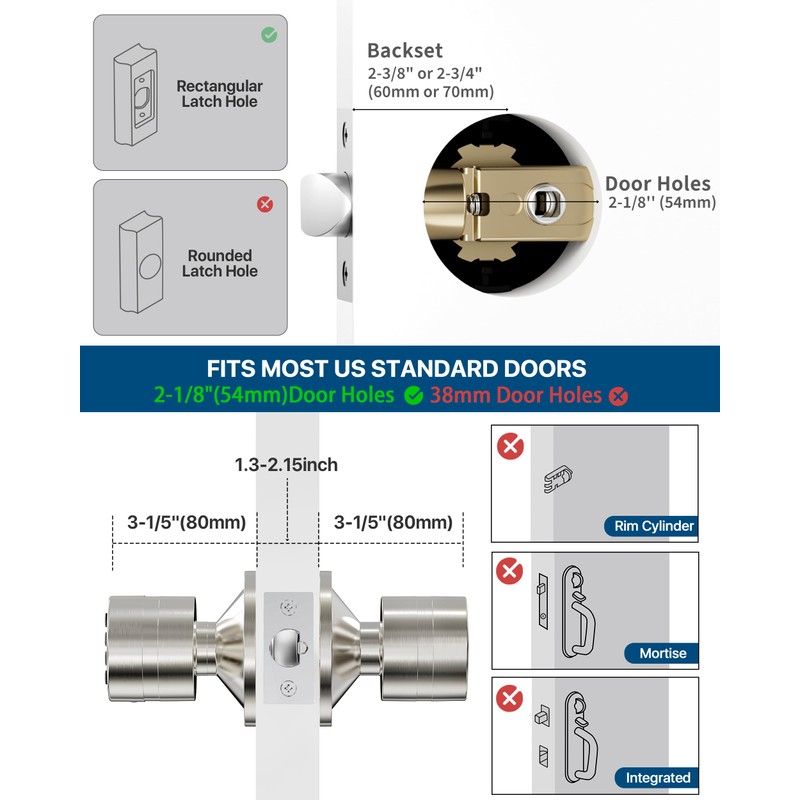 Keyless Entry Lock with Code, Digital Door Knob with Keypad