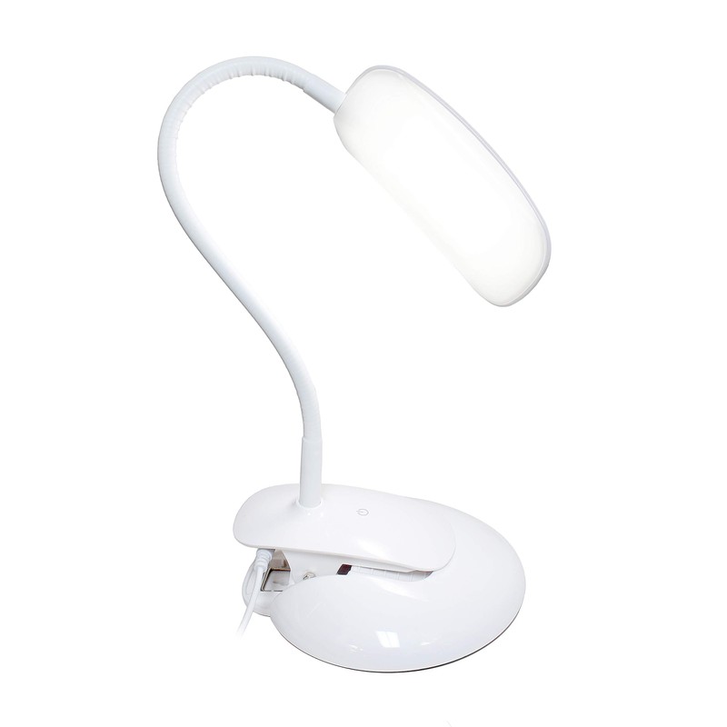 Simple Designs LD2021-GRY Flexi Rounded Clip Light LED Desk Lamp,