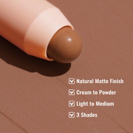 Oulac Contour Stick Makeup, Multi-use Cream Contour Stick, No Caking or Dragging, Matte Finish, Vegan, Cruelty-Free, C3 Caramel