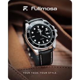 Fullmosa Axus Genuine Leather Replacement Watch Strap for Galaxy Watch 5 Band 40mm/44mm/Pro 45mm&Galaxy Watch 4 Band 40mm/44mm/Watch 4 Classic 42mm/46m,Quick Release Leather Watch Band 20mm Black + Black Buckle