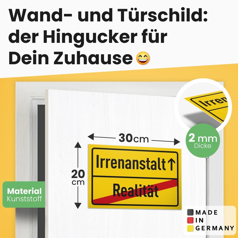 DankeDir! Irrenanstalt - Plastic Sign 30 x 20 cm -