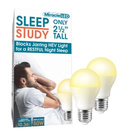Miracle LED 3W Sleep Study Blue Light Blocking Bulb to Aid Unwinding and Relaxation for Bedtime (2-Pack), Amber Glow