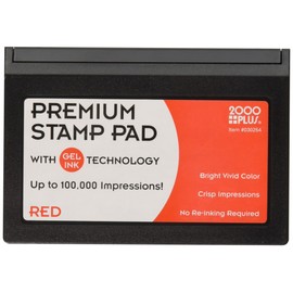 2000 PLUS Premium Stamp Pad, Gel Ink, Size #1, 2.75 inches x 4.25 inches, Red Ink (030254)