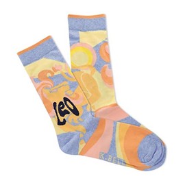 K. Bell Women's Fun Astrology & Horoscope Crew Socks-1 Pairs-Cool & Cute Novelty Gifts, Leo (Gray Heather), 4-10