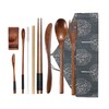 Wooden Utensil Flatware Set Reusable Utensils Travel Cutlery Set for