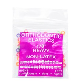 JMU Orthodontic Elastics Rubber Bands 1/8 Heavy, 100 pack 6.5 oz Neon Intraoral Orthodontic Rubber Bands Latex Free Dental Rubber Bands Made in USA