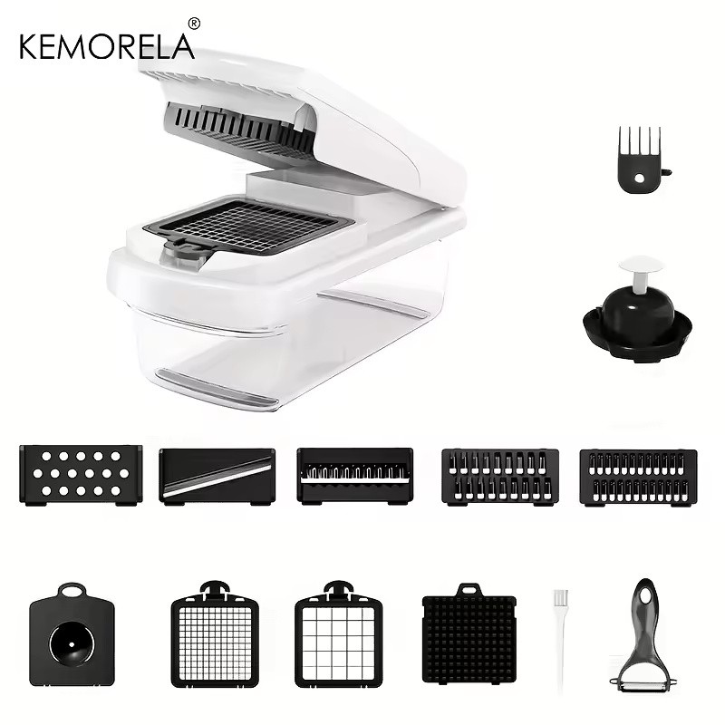 14/15-in-1 Multifunctional Vegetable Chopper with Container and Stainless Steel Blades