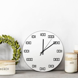 ArogGeld Binary Time Wall Clock Wall Clocks Battery Operated 15 Inch Quiet Non-Ticking Farmhouse Hanging Clock Modern Wall Decor for Bedroom Living Room Kitchen School Office