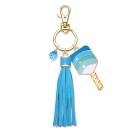 GLBCC Pickleball Keychain for Women Pink Tassel Pickleball Charm Key Rings Game Day Pickleball Accessories Gift for Pickleball Fan (pickleball keychian blue)