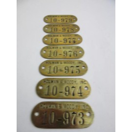 Holman Moody VINTAGE (7) Holman Moody Brass Inventory Tags Emblem Racing NASCAR Hard To Find!