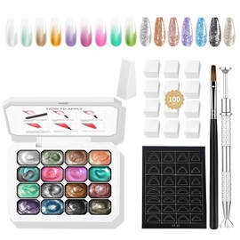 Finger Secret 16Colors Ombre Gel Nail Polish Set,Ombre Paint Nail Gel,Pat Painting Polish with 100Pcs Nail Sponges for 3D Gels Art Patting in Salon or Home Use