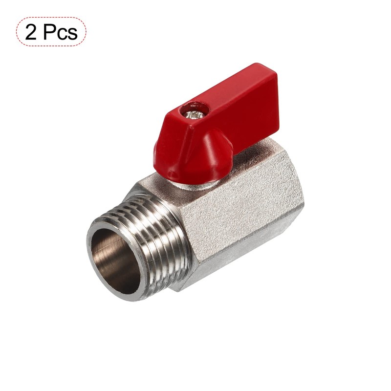 PATIKIL 1/2 NPT Brass Mini Ball Valve, 2 Pack NPT